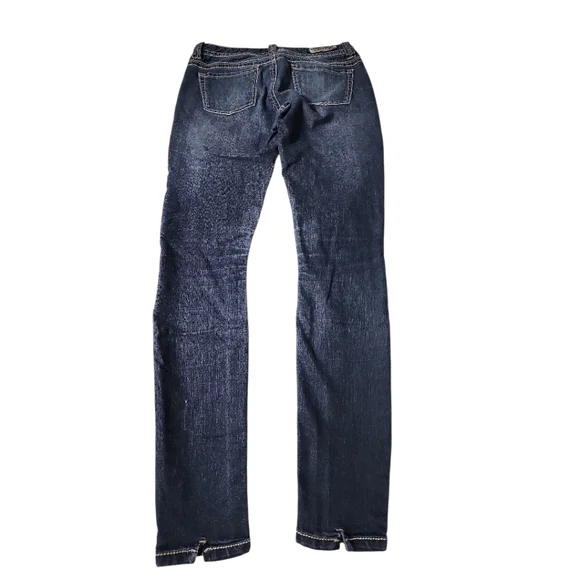 Express Skinny Low Rise Jeans Women Sz 0 Medium‎ Wash Y2k Style Stitches - Picture 13 of 13